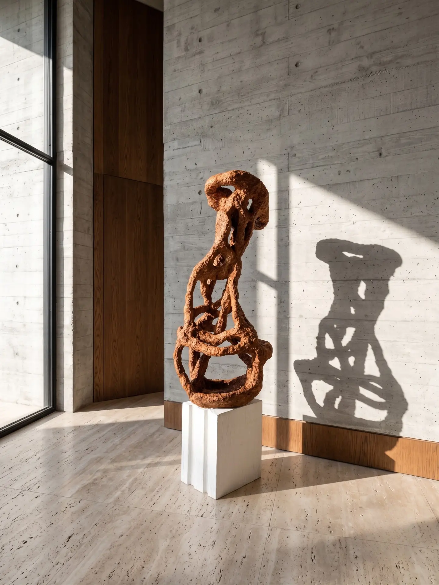Escultura Veio I em sala de exposição